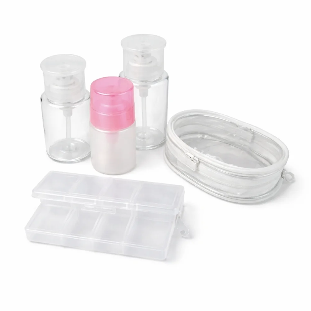 Travel Bottle Set Cosmetic Kit TSA Approved Refillable Pump Bottles Bag